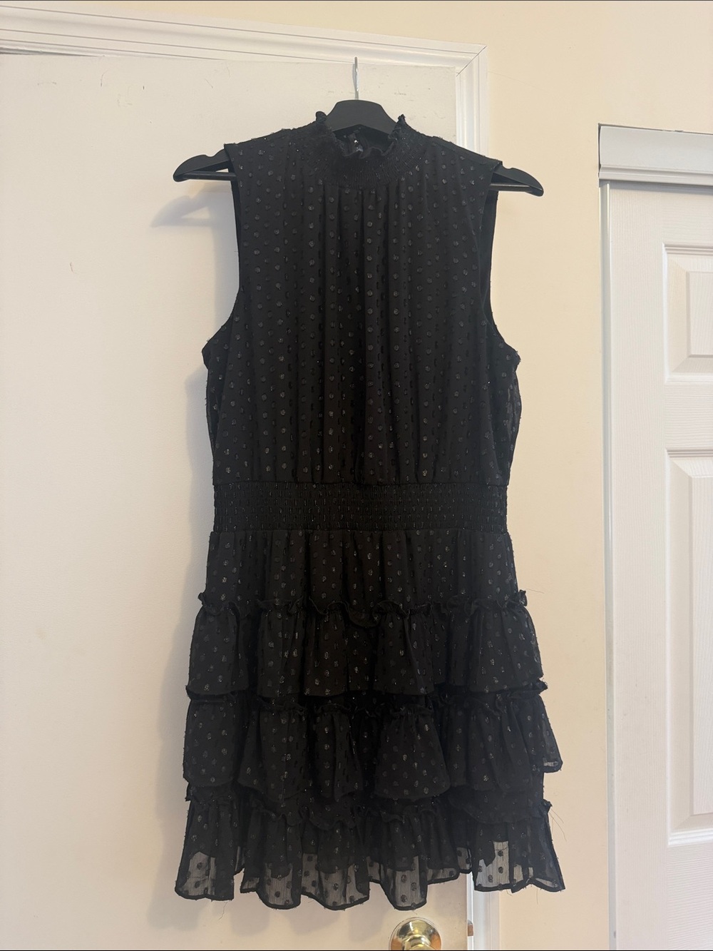 1. State Black Sleeveless Ruffle Tiered Mini Dress